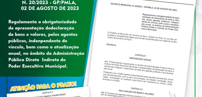 Prefeitura de Limoeiro do Ajuru Publica Decreto Que Trata da Obrigatoriedade de Agentes Públicos Realizarem a Declaração de Bens e Valores